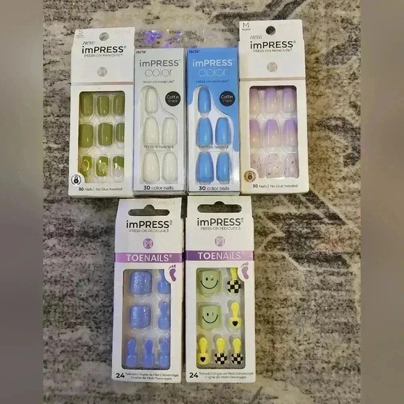 ImPress Nail and Toe Nail Variety Bundle of 6 NEW - Picture 1 of 6